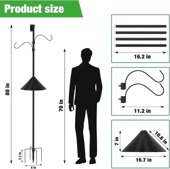 ERYTLLY Bird House Pole 80 Inch Bird Feeder Pole with Squirrel Baffle and 2 Hooks - Heavy Duty Bluebird Feeder Support Rod Stand Set for Outside, Yard, Garden by GreenHaven Gardens