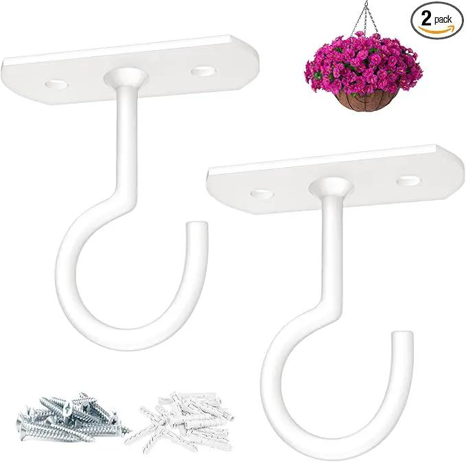 Ceiling Hooks for Hanging Plants 2.5in 2Pack Metal Plant Bracket Iron Wall Mount Lanterns Hangers for Hanging Bird Feeders, Lanterns, Wind Chimes, Planters, Outdoor Decoration Hooks by GreenHaven Gardens