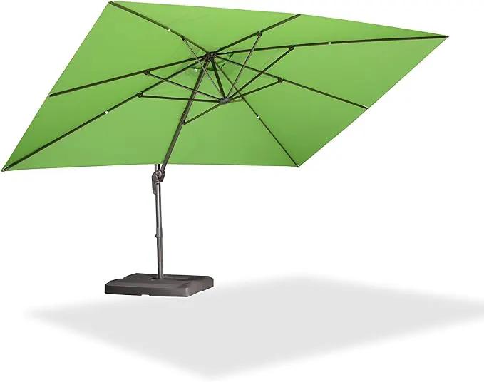 PURPLE LEAF 10' X 13' Patio Cantilever Umbrella Rectangle Umbrella Outdoor with Aluminum Offset Hanging and 360° Rotation for Pool Garden Deck Patio, Green by GreenHaven Gardens