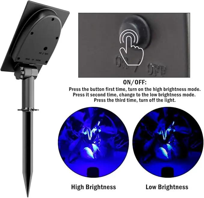 T-SUNUS 4 Pack Solar Landscape Spotlights - Blue, Waterproof IP65, 9.8ft Cable, 2000mAh Solar Panel, Auto On/Off for Garden, Driveway, Pathway, Pool Area by GreenHaven Gardens