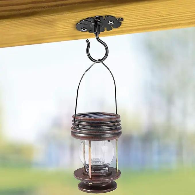 Dolibest Wall Mount Ceiling Hooks,Plant Hooks for Ceiling Metal Plant Bracket Iron Wall Mount Lanterns Hangers Hooks for Hanging Plants Lights, Outdoor Wire, Fairy Lights, Wind Chimes, Black(2PCS) by GreenHaven Gardens