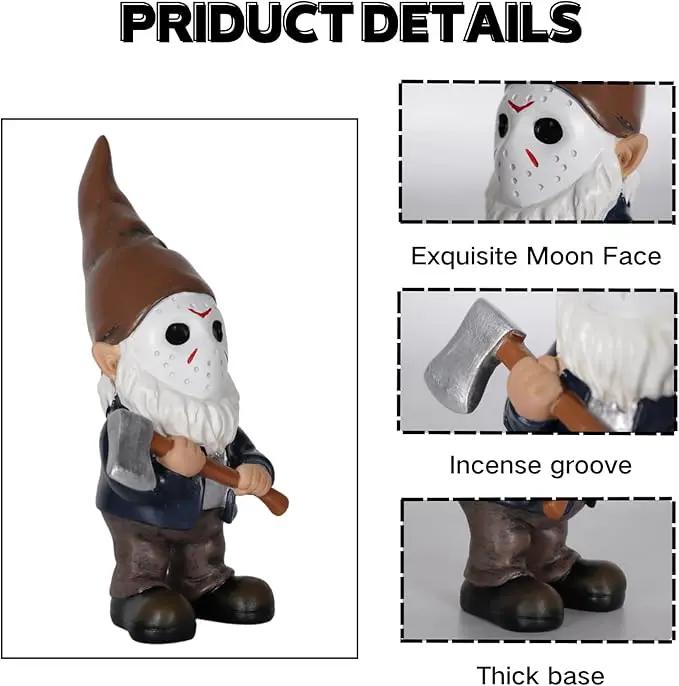 Garden Gnomes Table Decor Horror Decor Gnome Statue Holding Axe for Table Decoration Brown by GreenHaven Gardens