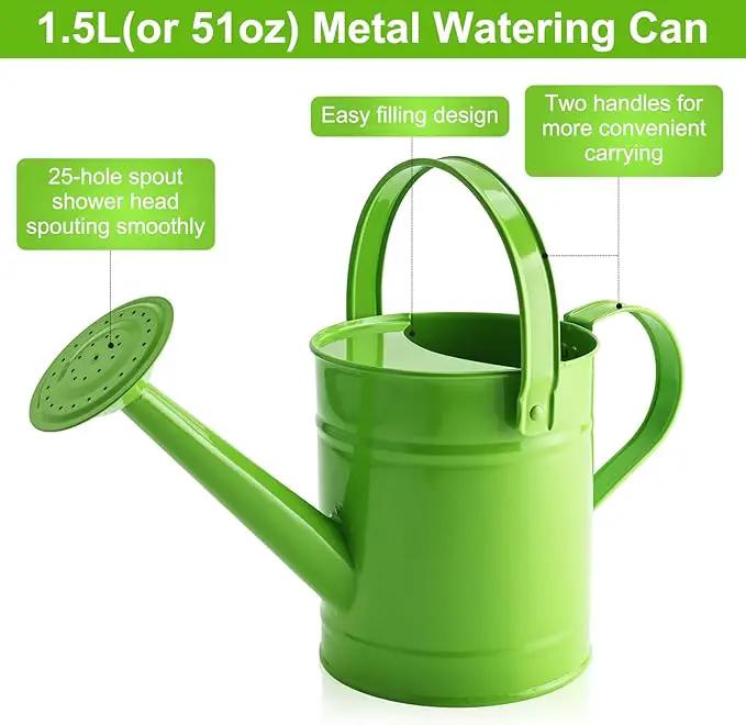 Finderomend Watering Can, Metal Watering Can 1.5L/51oz, Iron Art for Watering Bucket Home Office Small Portable Indoor Watering Equipment (Green) by GreenHaven Gardens