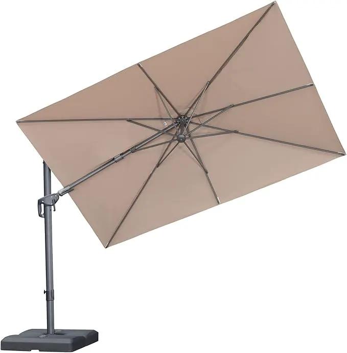 PURPLE LEAF 10' X 6.5' Left-right Tilting Outdoor Patio Umbrella Swivel Offset Cantilever Heavy Duty Rectangle Aluminum Umbrella with UV Resistant for Deck Pool Patio Backyard, Sand Dune by GreenHaven Gardens