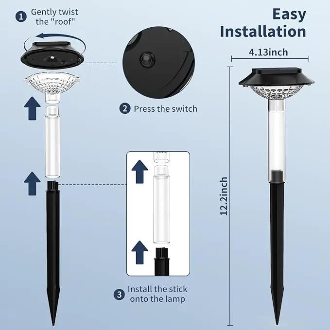 Solar Pathway Lights Outdoor 8 Pack, [6 Light Modes Cool White/Warm/ 3 Fixed Color/RGB Changing] LED Solar Lights Outdoor Waterproof IP65, Solar Garden Lights for Walkway Yard Backyard Lawn Landscape by GreenHaven Gardens