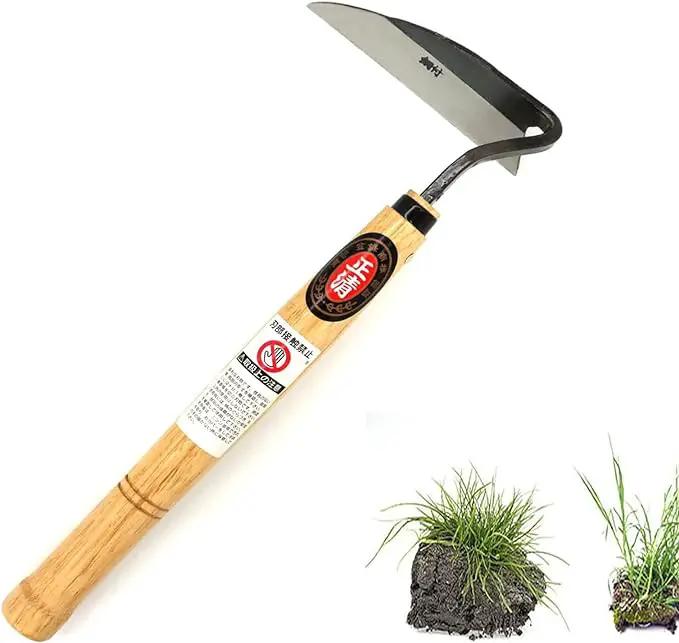 Kana Hoe 217 Japanese Garden Tool - Hand Hoe/Sickle is Perfect for Weeding and Cultivating. The Blade Edge is Very Sharp. (Beige-023) by GreenHaven Gardens