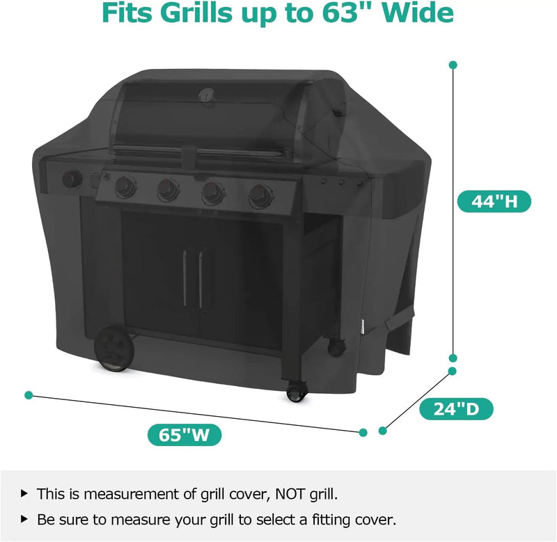 SunPatio Barbecue Grill Cover 65 Inch, Outdoor Heavy Duty Waterproof Charcoal Gas Grill Cover, Fade Resistant, All Weather Protection Compatible for Weber Charbroil Nexgrill and More, Black by GreenHaven Gardens