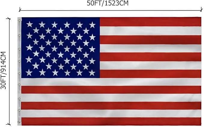 American Flag 30x50 Outside, US Flags for Outdoor Indoor, Heavy Duty Durable, Deluxe Embroidered Stars, Brass Grommets, Sewn Stripes, Vivid Color, Fade Resistant and waterproof by GreenHaven Gardens