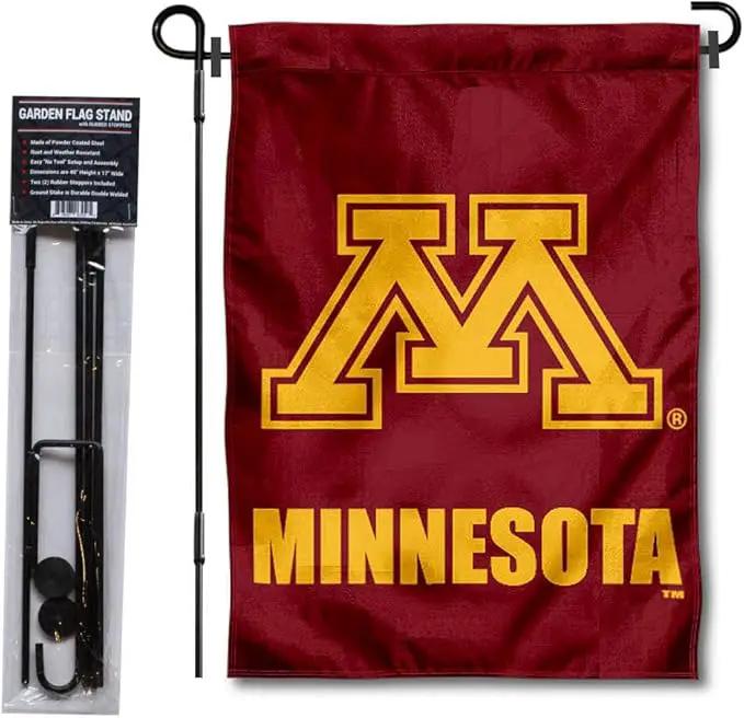 College Flags & Banners Co. Minnesota Gophers Garden Flag with Pole Stand Holder by GreenHaven Gardens