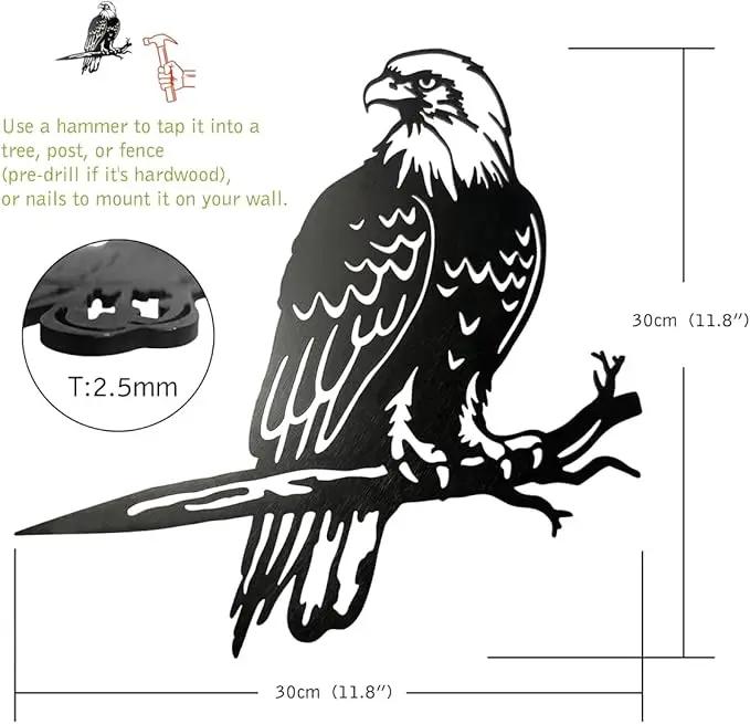 Bald Eagle Metal Bird Yard Art, Outdoor Tree Decor, Eagle Statue Gift for Men by GreenHaven Gardens