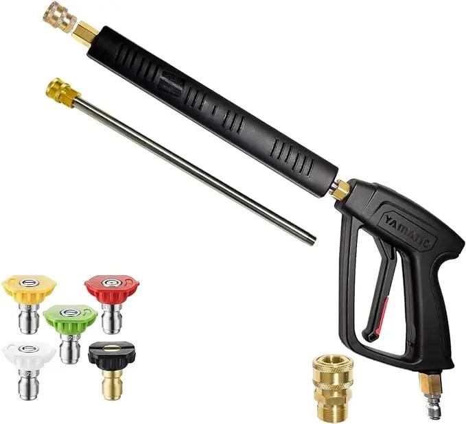 YAMATIC Pressure Washer Gun Wand with Swivel 3/8" Plug & M22 Coupler, Stainless Steel Extension Lance Replacement for Ryobi, Simpson, Craftsman Power Washer for Foam Cannon Car Wash, 4000 PSI by GreenHaven Gardens