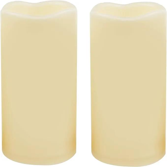 CANDLE CHOICE Waterproof Outdoor Battery Operated Flameless Candles with Timer Realistic Flickering Plastic Fake Electric LED Pillar Lights for Lantern Wedding Christmas Decorations 3x6 Inches 2 Pack by GreenHaven Gardens