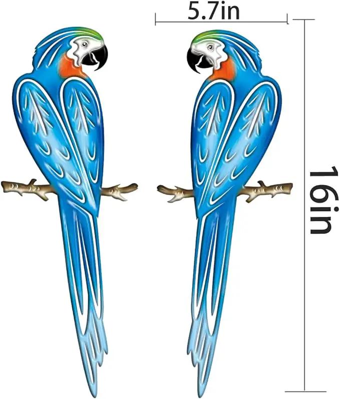 EiGreen Metal Bird Wall Art Decor 3D Outdoor parrot Sculpture, Hanging Decor Metal Wall Decor Suitable for Gardens Fence Patio Living Room Bedroom Yard Decor by GreenHaven Gardens