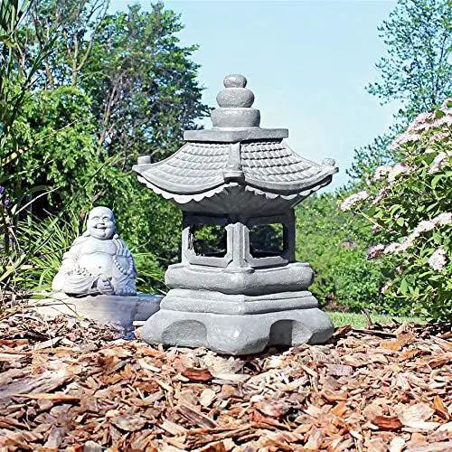Design Toscano s/2 Chengdu Pagoda Asian Lantern Statues by GreenHaven Gardens