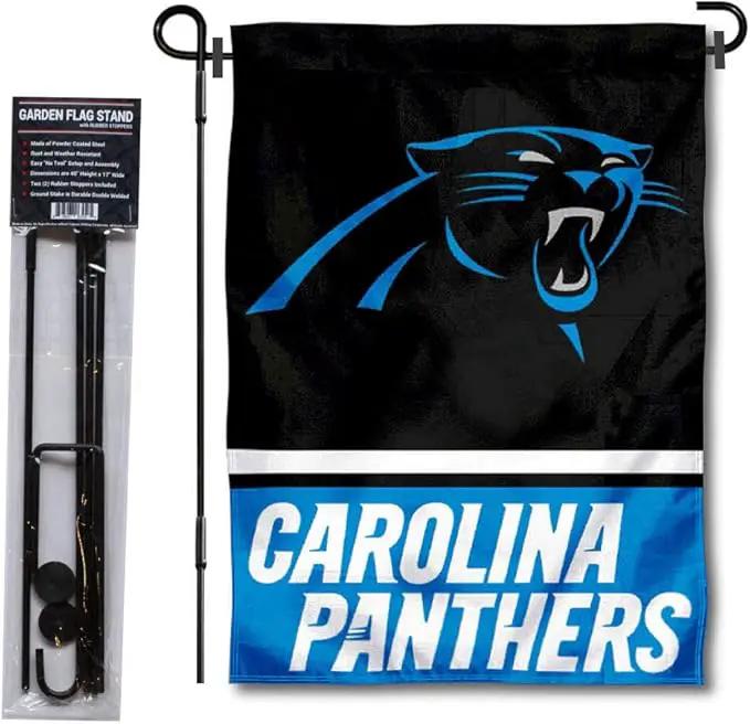 WinCraft Carolina Panthers Garden Flag with Stand Holder by GreenHaven Gardens
