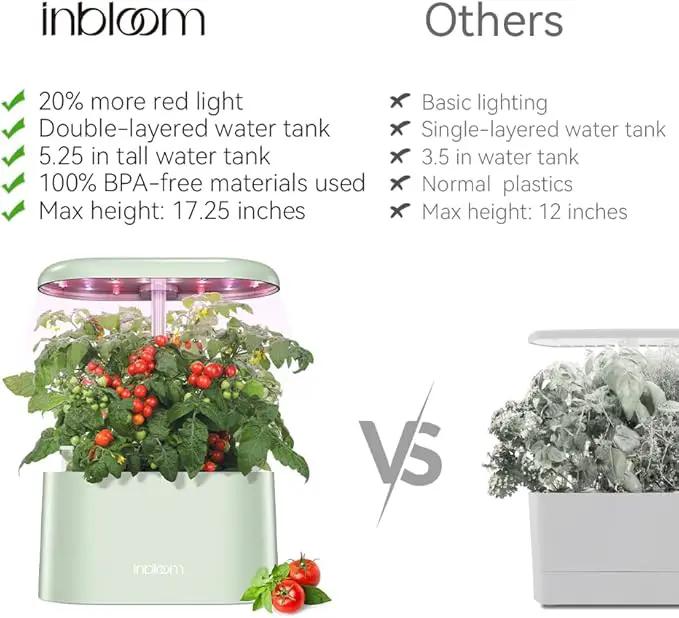 inbloom Hydroponics Growing System Kit Indoor Garden with LED Grow Light and Pod Kit, Plants Germination Kit for 5 Pods, Mufga Hydroponics Garden, Height Adjustable, Gardening Gifts(Green) by GreenHaven Gardens