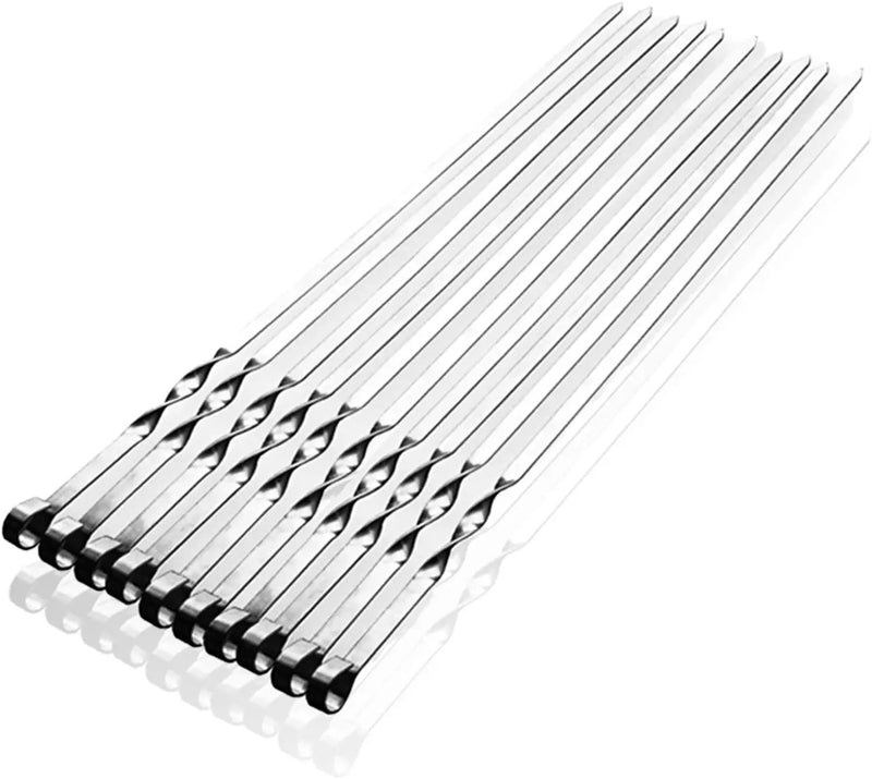 Shish Kabob Skewers, Kebab Skewers 17.7" Stainless Steel Reusable Flat BBQ Sticks for Meat Chicken Shrimp and Vegetable(10-Pack) by GreenHaven Gardens