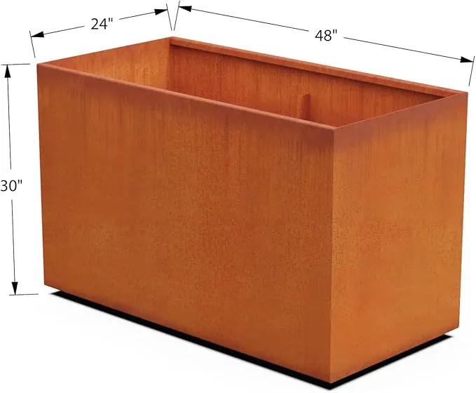 Corten Steel Planter Rectangle Outdoor Metal Garden Box Heavy Duty | Made in USA | Fully Assembled by GreenHaven Gardens
