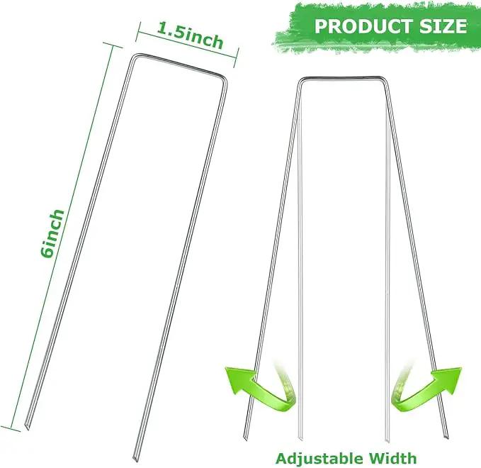 DAJAVE 200 Pack Landscape Staples 6 Inch, 11 Gauge Stakes Galvanized Garden Stakes, U-Shaped Garden Ground Stakes for Landscaping Barrier Fabric Irrigation Hoses Fixed Fences and Tents by GreenHaven Gardens