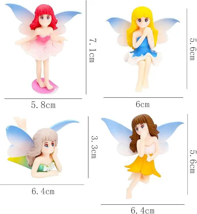 ONEST 4 Pieces Miniature Fairy Garden Accessories Small Fairy Figurines Hand Painted Fairy Figures Girl Fly Wing Figurines for Car Decor Fairy Garden Flower Pot Birthday Cake Topper by GreenHaven Gardens