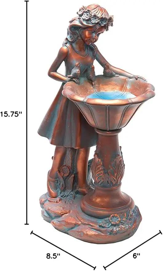 BRECK'S - Outdoor Solar Powered Garden Girl Statue by GreenHaven Gardens
