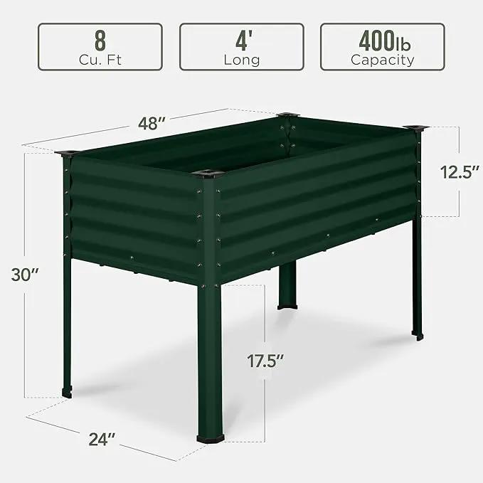 Best Choice Products 48x24x30in Galvanized Raised Garden Bed, Metal Elevated Planter Box, Vegetable Garden for Backyard, Patio, Balcony - Dark Green by GreenHaven Gardens