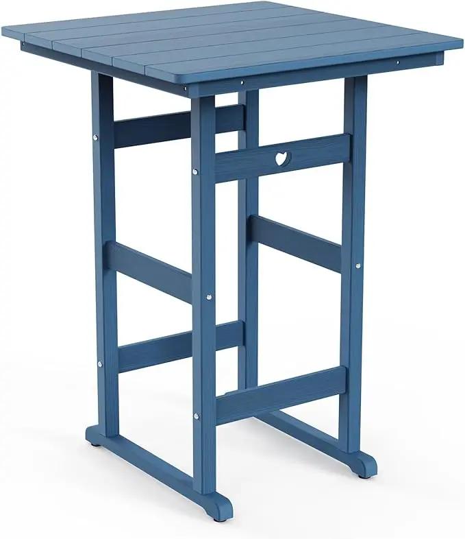 Adirondack Outdoor Bar Table, Durable HDPE Composite, Weather Resistant, Easy to Clean, Perfect for Backyard and Poolside Use, Navy Blue
