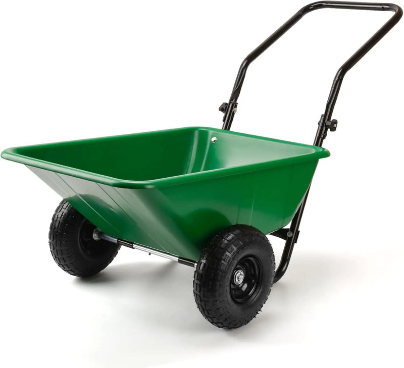 Folding Dual-Wheel Wheelbarrow,Heavy-Duty 330 LB Garden cart,10 inch Air-Filled Tires,Home Garden Yard Utility for Outdoor Lawn Yard Farm Ranch(Green) by GreenHaven Gardens