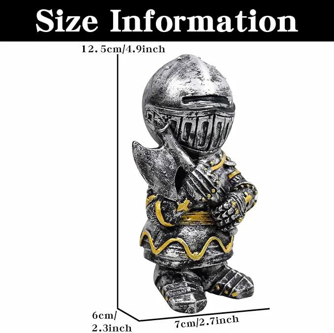 nezababy Knight Gnomes Guard Garden Statue Decoration Medieval Wee Crusader Battle Swordsman Fighting Outdoor Figurines Lawn Decor Resin (D) by GreenHaven Gardens
