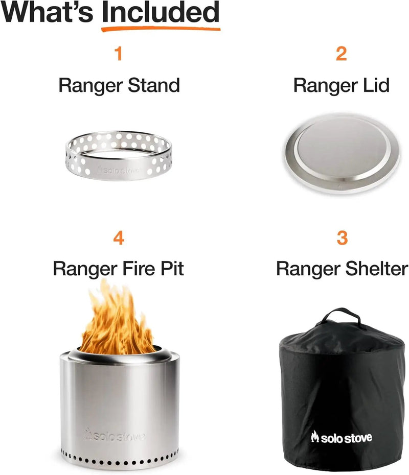 Solo Stove Ranger Amazon Exclusive Fire Pit Bundle | Portable & Smokeless | Includes Stand, Lid & Shelter | Ideal for 2–4 People | Stainless Steel, 15"x15", 22lbs by GreenHaven Gardens