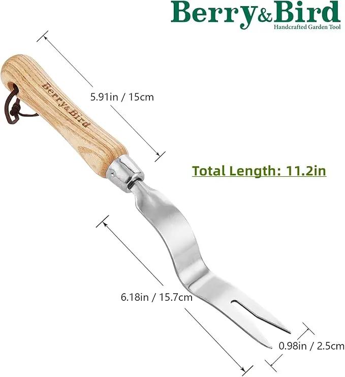 Berry&Bird Hand Weeder Tool, Stainless Steel Gardening Weed Puller, 12.1" Manual Weeding Removal Cutter Tool with Ash Wood Handle for Planting, Weeding, Flower & Vegetable Care in Garden Lawn Yard by GreenHaven Gardens