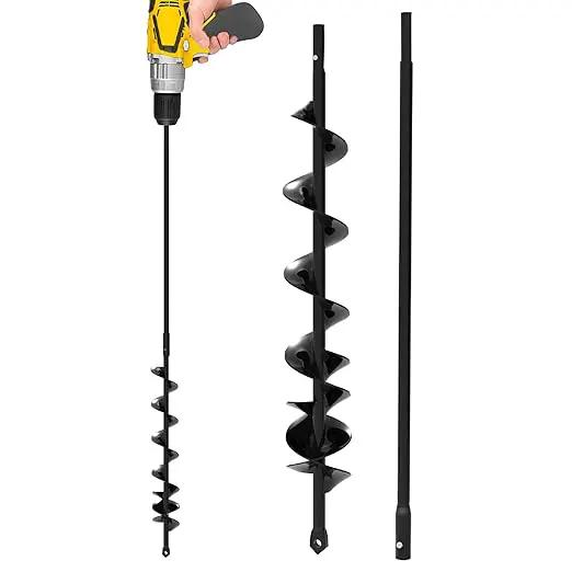 Auger Drill Bit for Planting 2x32'' - with Extension - Spiral Hole Planter for Bulbs, Fence Posts, and Umbrella Holes - 3/8'' Hex Drive Drill- Gardening Hole Digger Yard Tools by GreenHaven Gardens