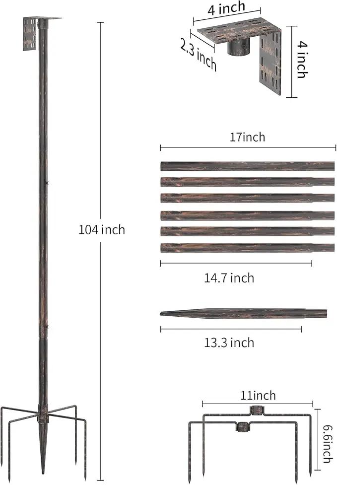 Bird Feeder Pole Stand – 104 Inch Height Feeding Station with 1-Inch Dia Heavy Duty for Hanging Feeders, Bird House Pole Mount Kit for Outdoor, Slip-Fit Connection，Copper Brushed by GreenHaven Gardens