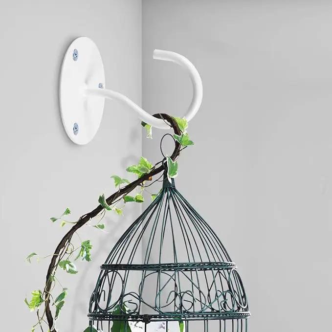 Ceiling Hooks for Hanging Plants - Metal Plant Bracket Iron Wall Mount Lanterns Hangers for Hanging Bird Feeders, Lanterns, Wind Chimes, Planters, Outdoor Decoration Hooks (White 4pcs) by GreenHaven Gardens