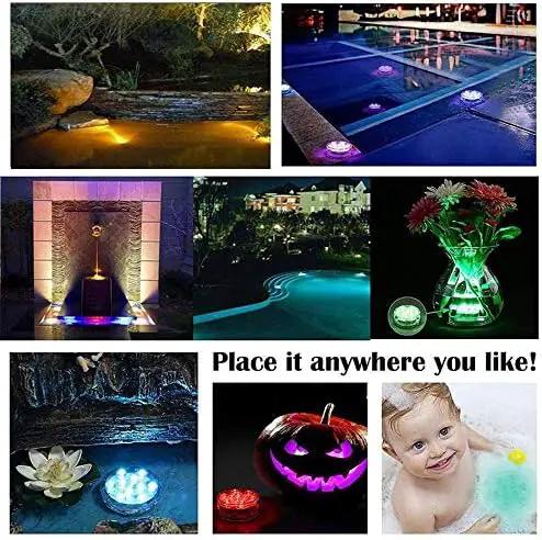 Submersible Led Lights, Submersible Waterproof RGB Change Remote Controlled Submersible Led Lights for Pond Pool Fountain Aquarium Vase Hot Tub Bathtub Fish Tank Party Halloween (4 Pack) by GreenHaven Gardens
