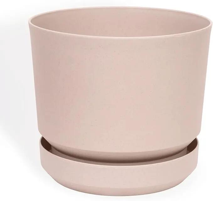 Elly Décor 14 inch Plastic Cylinder Planter Pot with Self-Watering Saucer and Drainage Hole,Lightweight & Extremely Durable, 14"x 14", Ivory by GreenHaven Gardens