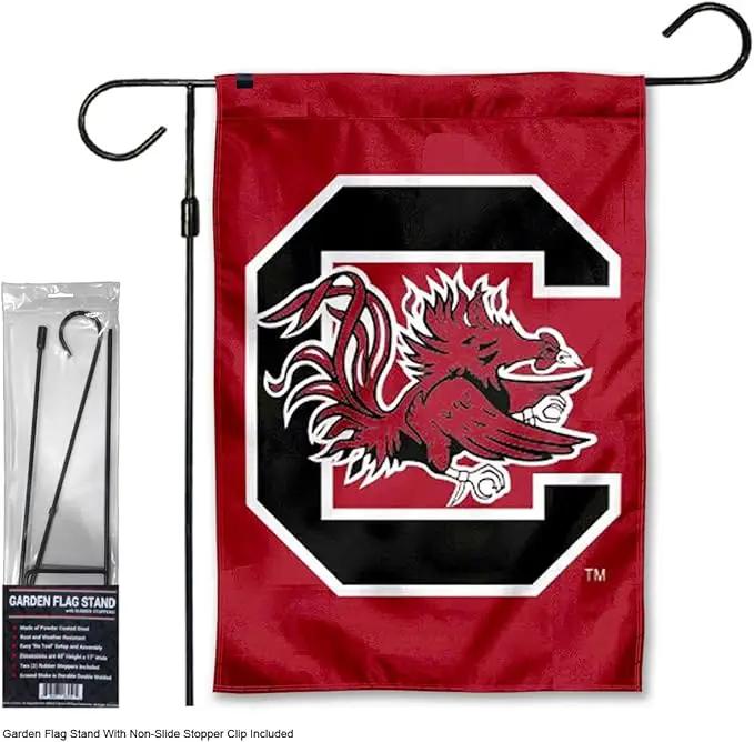 College Flags & Banners Co. South Carolina Gamecocks Garden Banner Flag with Stand Pole Holder by GreenHaven Gardens