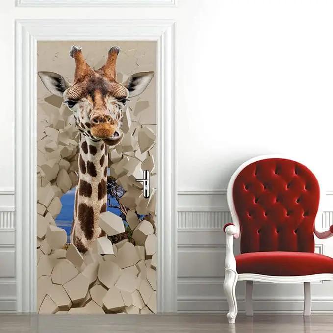 3D Peel & Stick Murals - Giraffe - Self-Adhesive Wallpaper - Removable PVC - Waterproof - Bedroom/Living Room Decoration - 35.4 x 78.7 inch by GreenHaven Gardens