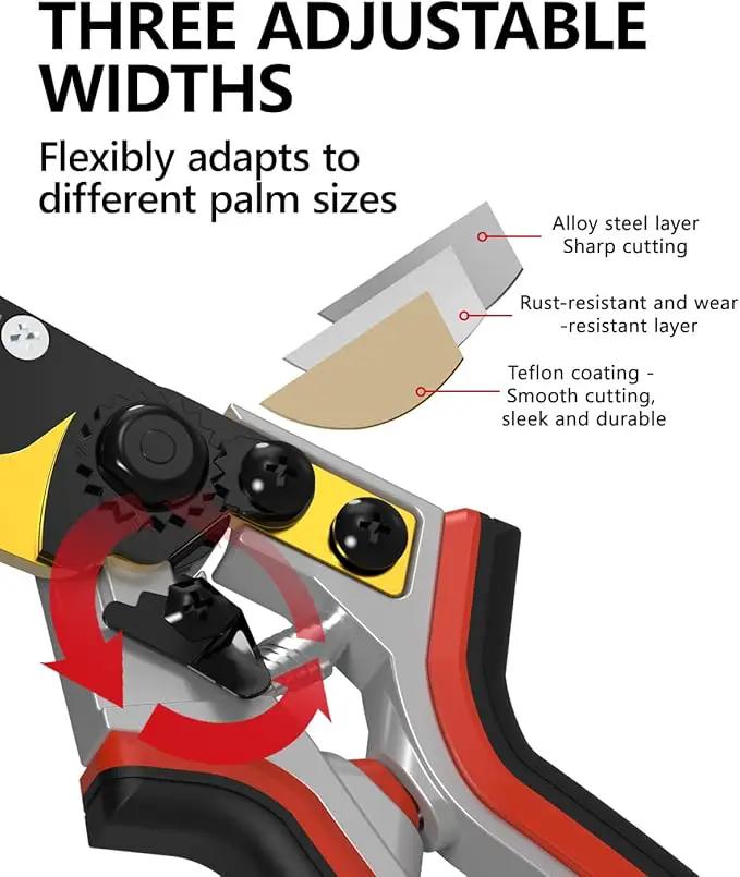 8.1" Pruning Shears for Gardening (Durable and Sharp Teflon-coated SK5 Blade)(Ergonomic Rubber Non-slip Handle) Bypass Garden Shears Up to 1 Inch Cut Capacity by GreenHaven Gardens