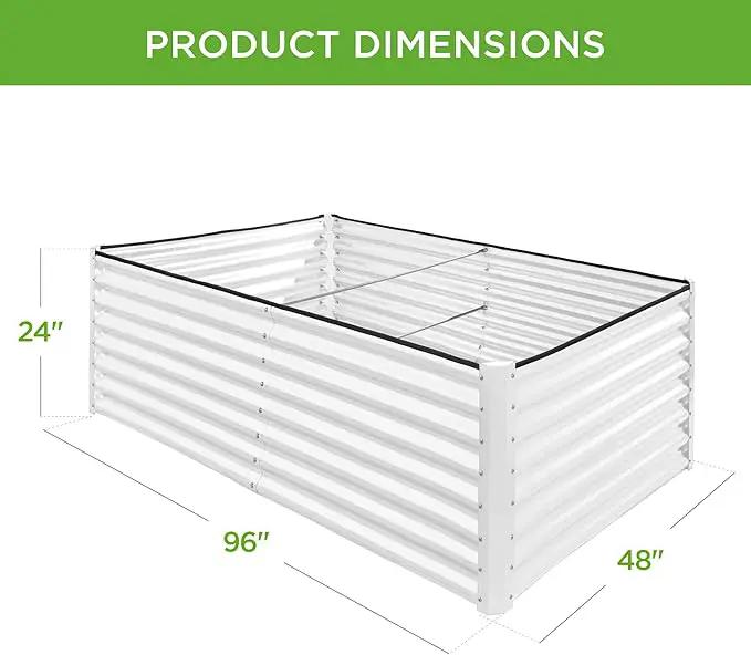 Best Choice Products 8x4x2ft Outdoor Metal Raised Garden Bed, Deep Root Planter Box for Vegetables, Flowers, Herbs, and Succulents w/ 478 Gallon Capacity - White by GreenHaven Gardens