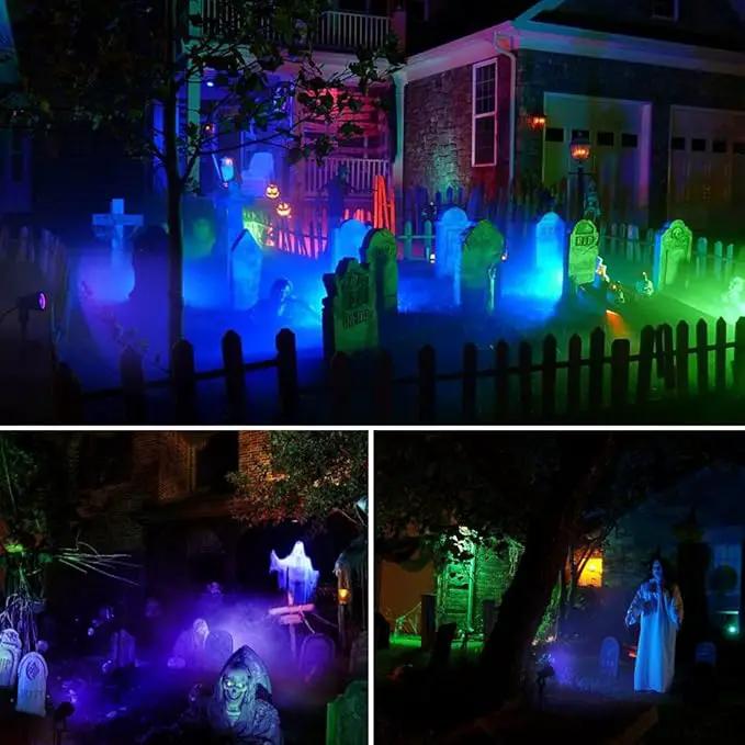 2 Pack HalloweenWaterproof UV LED Blacklight Landscape Lights, Outdoor Plug in Black Light Spotlight for Pathway Light Plug Spike Stand Garden, Yard, Lawn, Halloween, Party Decorative Lighting by GreenHaven Gardens