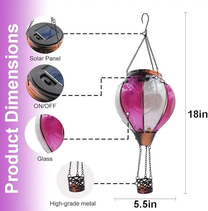 Hot Air Balloon Solar Lantern with Flickering Flame Hanging Solar Lanterns Outdoor Lights Waterproof Lanterns Decorative Garden Patio Yard Party Decor Gray&Wine Red by GreenHaven Gardens