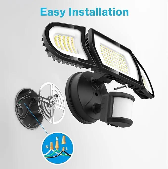 Olafus 100W LED Security Light Motion Sensor Outdoor Light, Motion Flood Light Dusk to Dawn, 9000LM Super Bright 6500K Exterior Motion Detector Floodlight for Garage Yard Porch Eave IP65, Black by GreenHaven Gardens