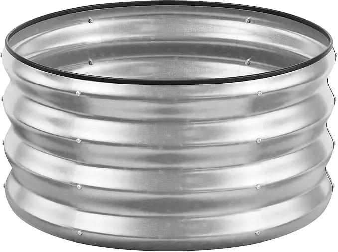 GreatBuddy 2x2x1 ft Round Galvanized Raised Garden Bed, Easy-Assembly Raised Bed with Anti-Cut Gloves & Tools, Rust-Proof Garden Bed for Outdoor, Vegetables, Herbs, Small Trees, Silver by GreenHaven Gardens