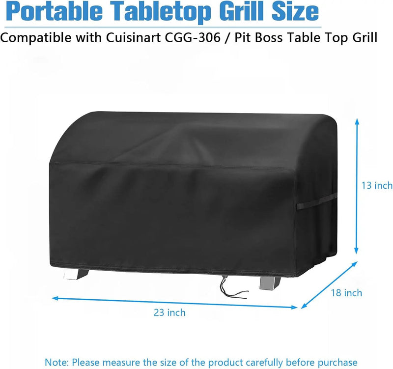 Portable Grill Cover,Fit for Cuisinart CGG-306,Waterproof Small Table Top BBQ Grill Cover,Heavy Duty 600D Outdoor Tabletop Grill Cover by GreenHaven Gardens