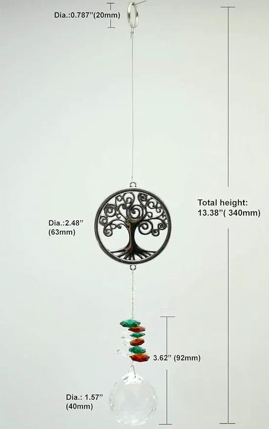 Crystal Garden Suncatcher Hanging Crystals Ornament for Window Rainbow Maker Prisms Home Decor Gift Boxed Sun Catcher Gift Idea for Mom Friends Grandma,Tree of Life by GreenHaven Gardens