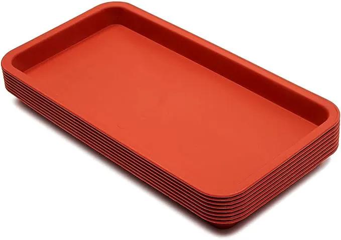 Juvale 8 Pack Plastic Plant Drip Trays for Planters, Pots, Rectangular Saucer Pans for Indoors, Outdoors (Terracotta Red, 6.5x12 in) by GreenHaven Gardens