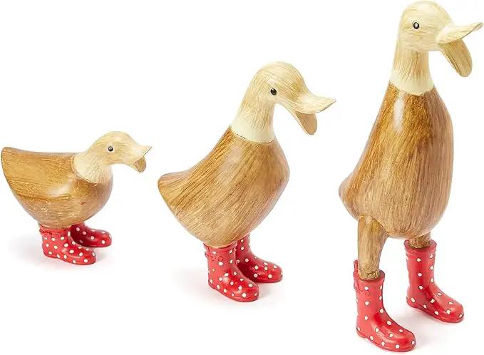 GUTE Duck Yard Decorations Yard Art Garden Puddle Ducks with Spotted Wellies Boots, Set of 3 - Garden Decor Statues, Duck Figurine Statue - Waterproof Indoor & Outdoor Lawn Gnome Ornament by GreenHaven Gardens