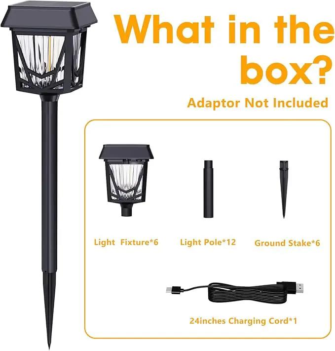 Raynic Solar Pathway Light, 6 Pack Pathway Lights Outdoor, USB-C Rechargable, Waterproof IPX6, 12H Long Lasting Solar Landscape Lights for Walkway Path Yard Lawn Decor, Warm White by GreenHaven Gardens