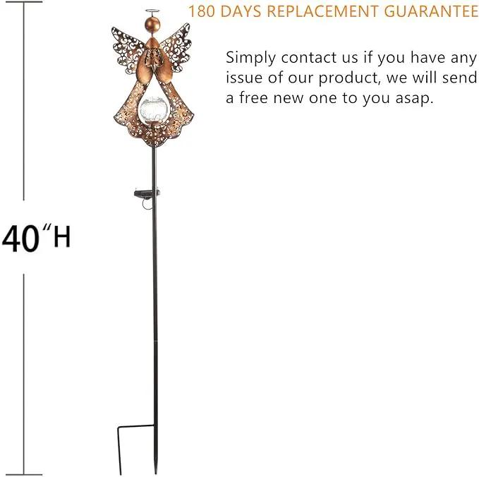 Solar Garden Stake Lights – Metal Angel Solar Warm White LEDs Stake Light Memorial Gift - Solar Angel Lights Perfect as Angel Remembrance Gifts & Sympathy Gifts by GreenHaven Gardens